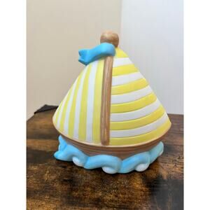 Lady Jayne LTD Ceramic Sailboat Coin Bank Blue Yellow Nursery Decor Keepsake